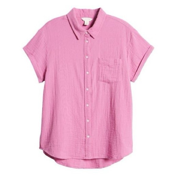 Caslon Cotton gauze camp shirt - Picture 4 of 4